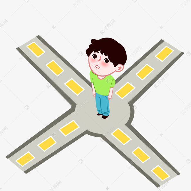 男子十字路口选择素材图片免费下载 高清卡通手绘psd 千库网 图片编号