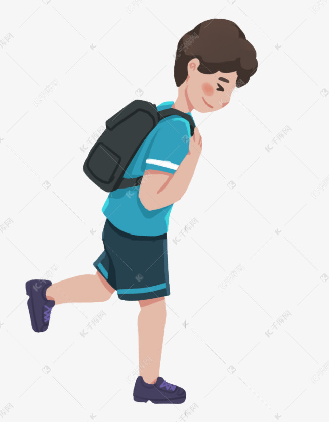 男孩低头走路