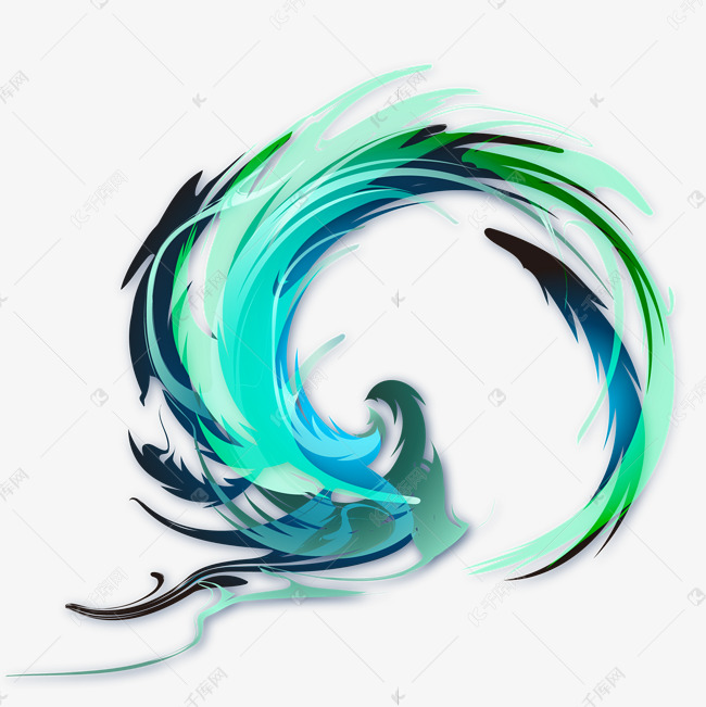 气流特效旋转蓝绿旋涡气流