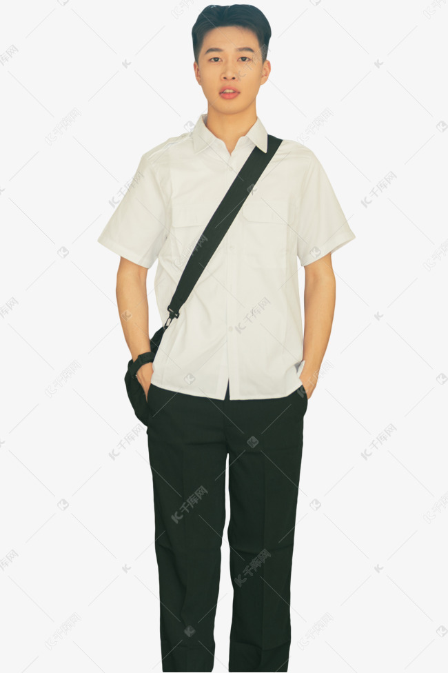 文艺男生学生手插口袋