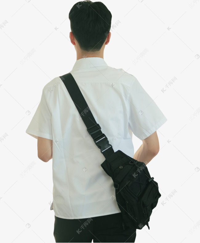 文艺男生学生背包背影
