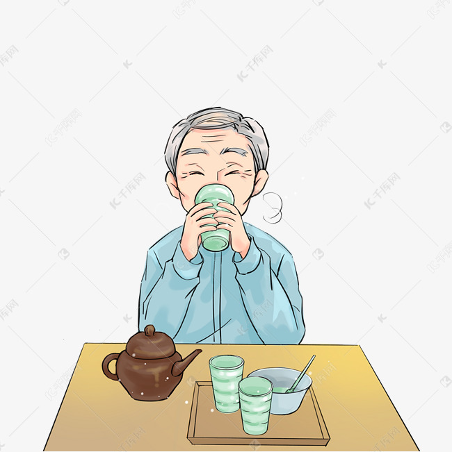 退休老年人喝茶