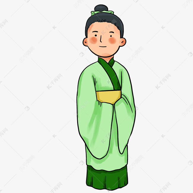 q萌绿色汉服汉朝人物