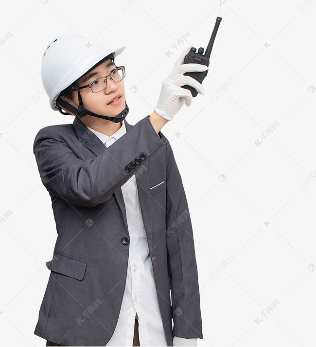 白领白帽子工人指挥工作