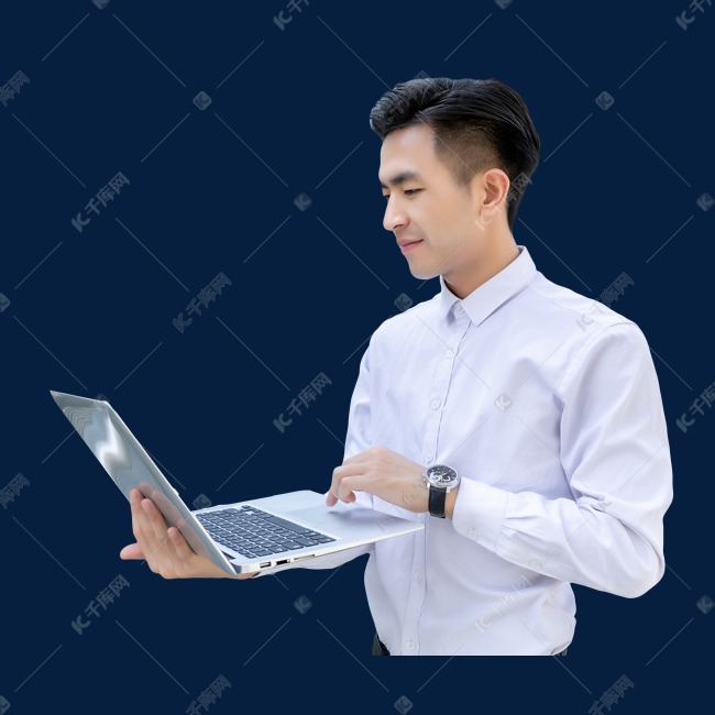 商务男性手用笔记本电脑素材图片免费下载 高清免抠摄影png 千库网 图片编号