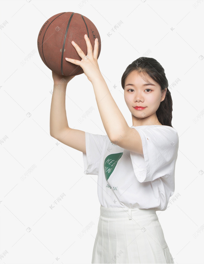 美女运动员篮球打球加油投篮