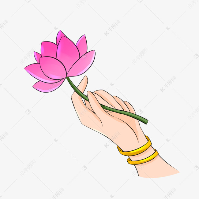 佛教手拿莲花荷花