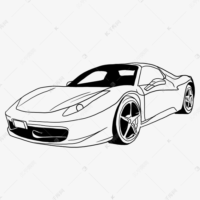 线描汽车跑车