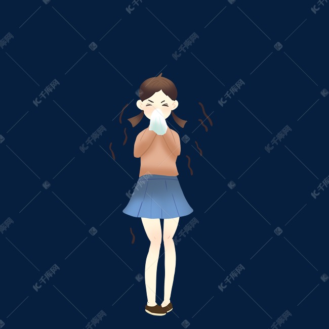 女孩着凉感冒