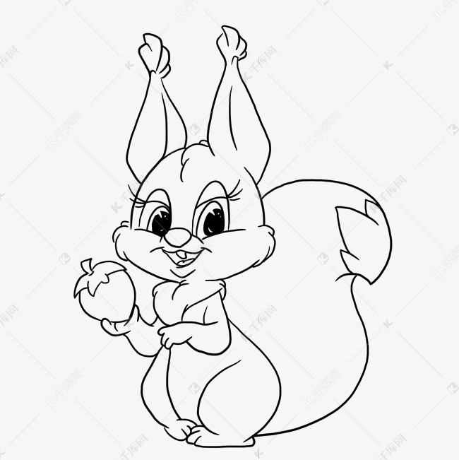 线描可爱松鼠