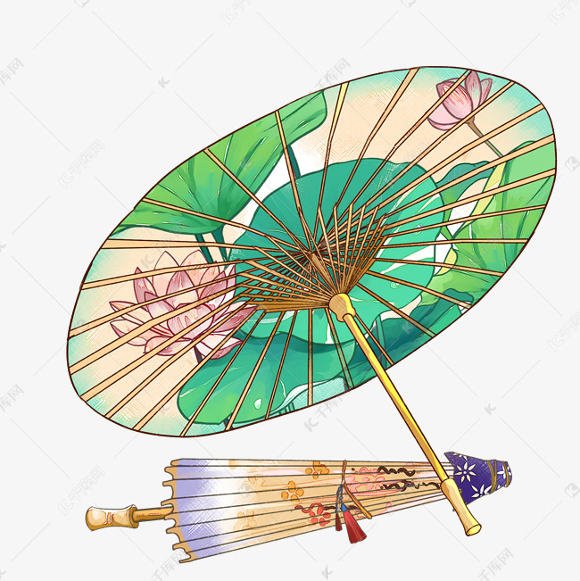 民俗油纸伞水彩