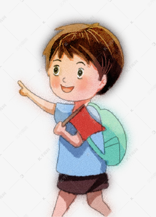 夏季小朋友背书包上学