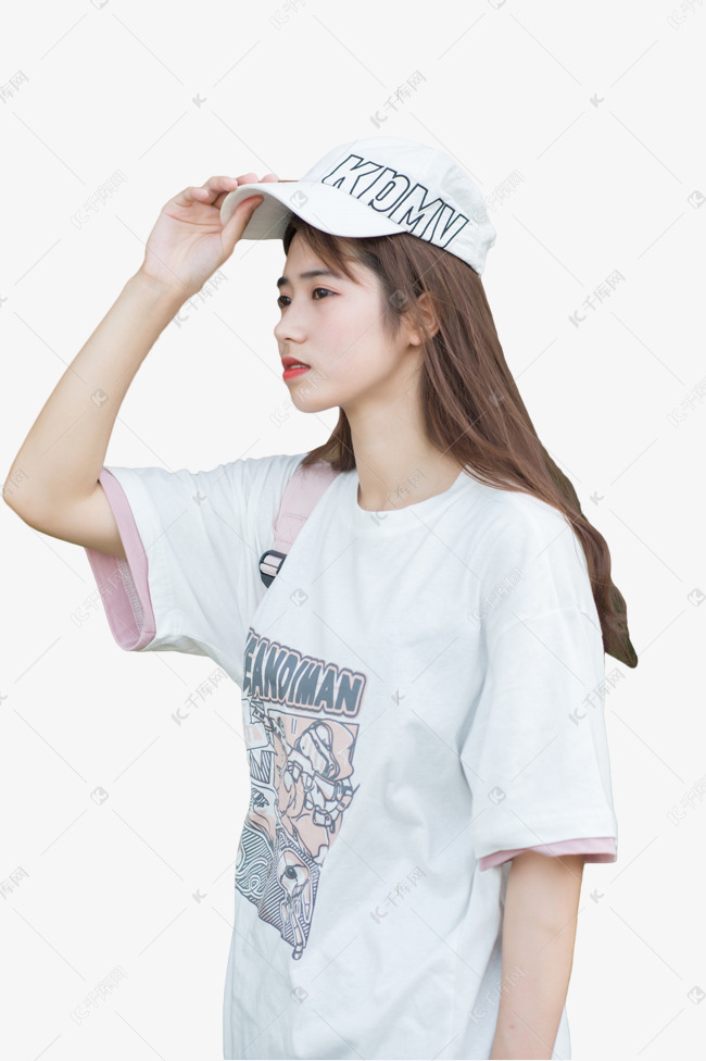 青春美女学生戴帽子