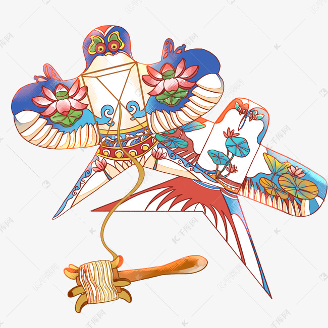 纸风筝古风民俗水彩素材图片免费下载-千库网