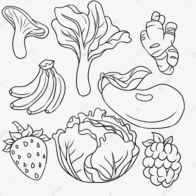 线描秋季水果蔬菜素材2021-07-29发布,千库图片素材
