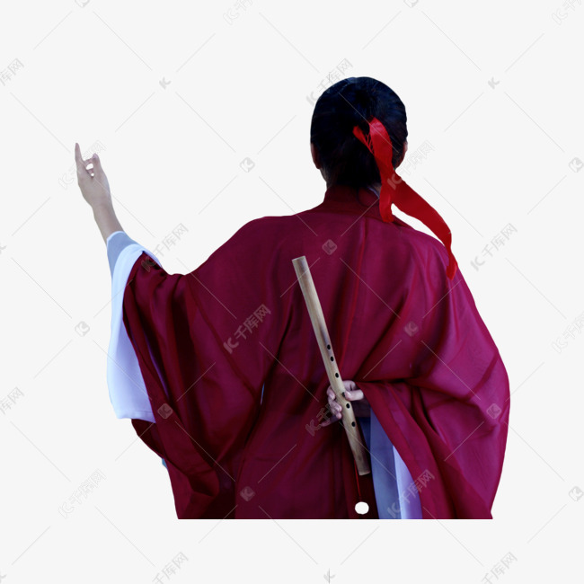 国潮汉服女侠背影