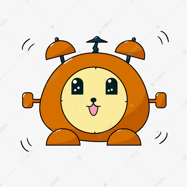 开学季学生开学黄色卡通闹钟拟人