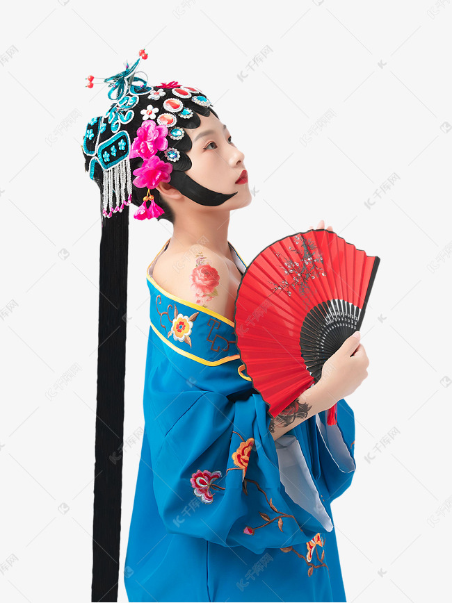 国潮纹身戏曲美女