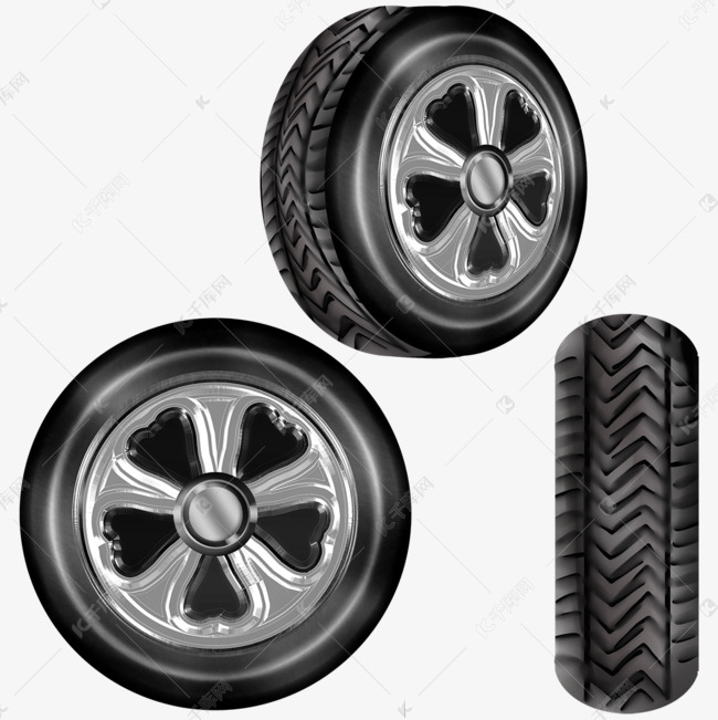 带花纹立体轮胎三视图