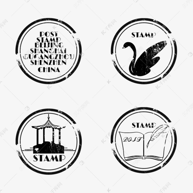 单色简约图形邮戳