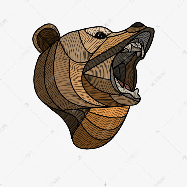 棕熊抽象动物禅绕画