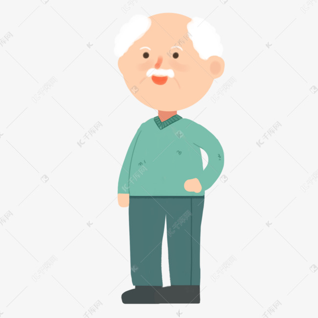 可爱白发祖父卡通人物