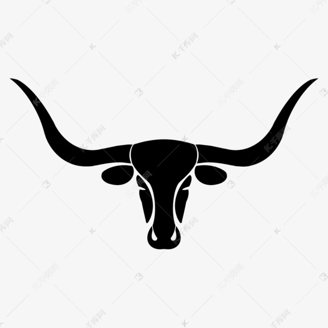 黑色长角牛牛头剪贴画素材图片免费下载-千库网