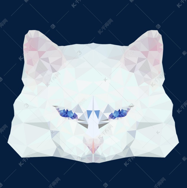 几何抽象低聚合白色猫头像