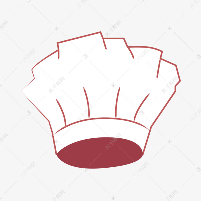 手绘红色线条卡通厨师帽