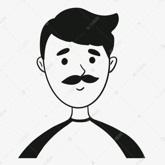 黑色八字胡无色人物头像