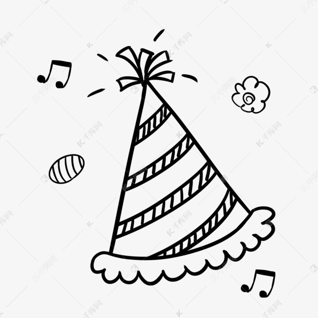 线稿生日涂鸦螺旋条纹帽子