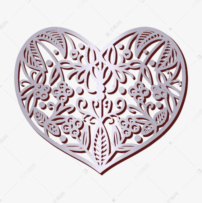 镂空金色爱心金属质感花朵