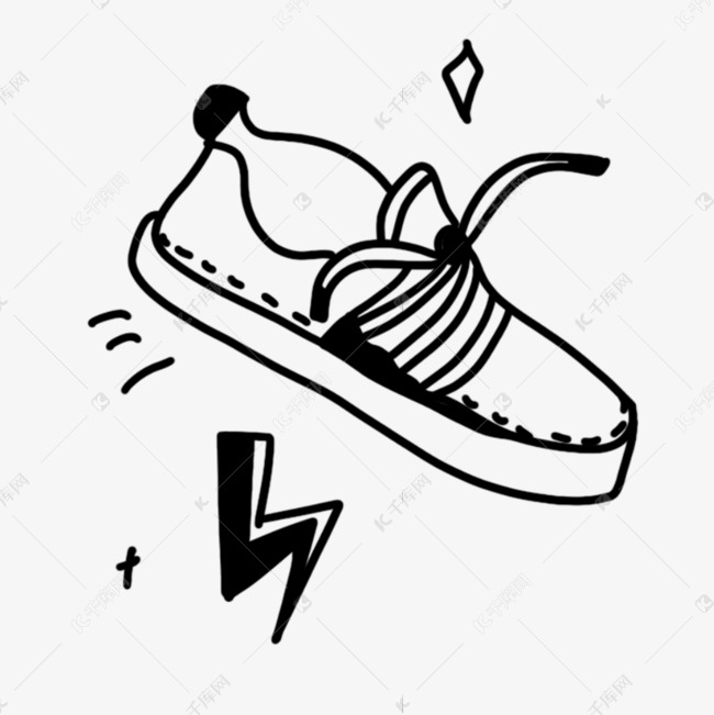 黑白涂鸦黑色简约鞋子