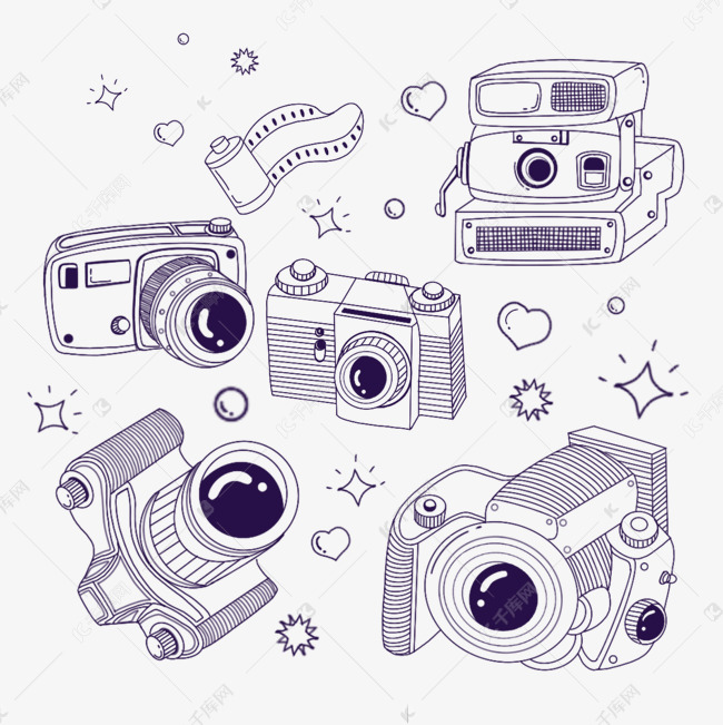五款复古线条画相机涂鸦