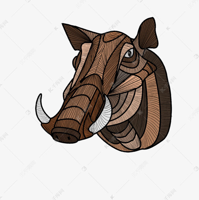 猪抽象动物禅绕画