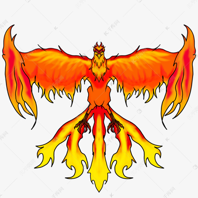 张翅飞行火焰不死鸟剪贴画