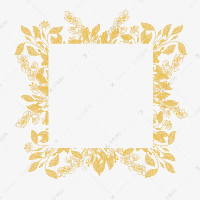 金线花卉婚礼正方形花边边框
