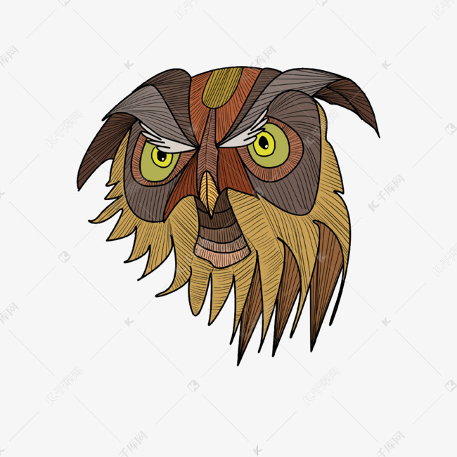 猫头鹰抽象动物禅绕画