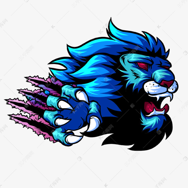 蓝色游戏光效狮子素材图片免费下载-千库网