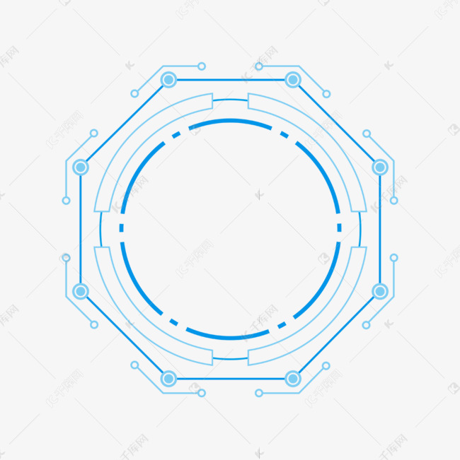 蓝色八边形科技边框