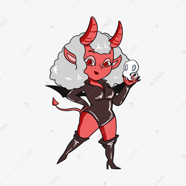 卡通妩媚恶魔小孩女性撒旦