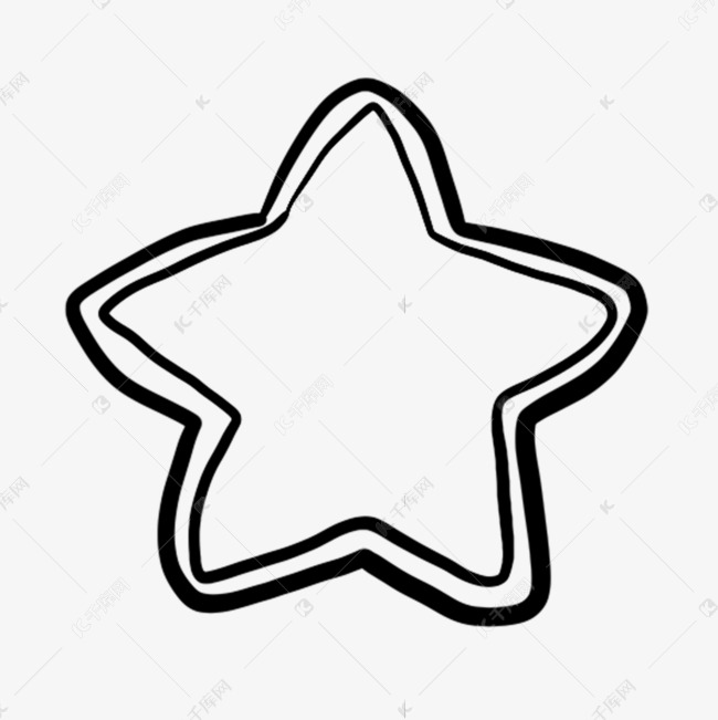 黑白星星线条涂鸦剪贴画