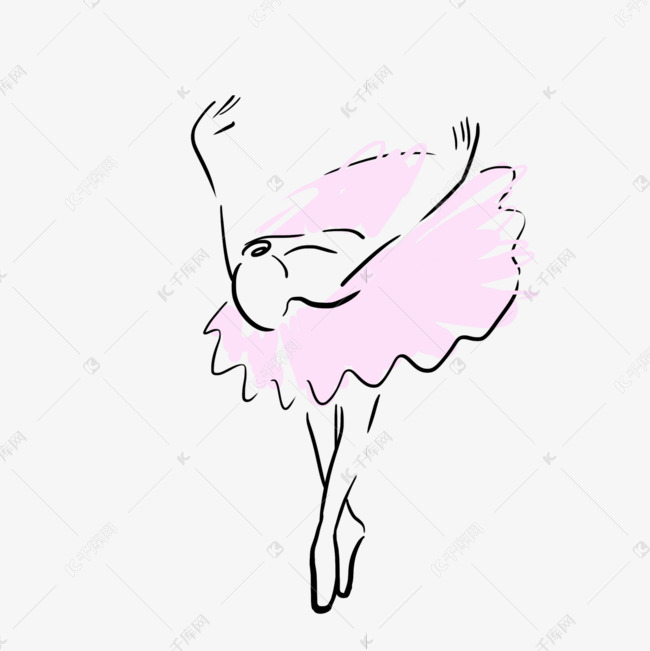 抽象线条画女性芭蕾舞红色