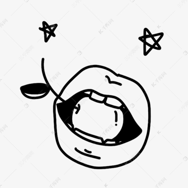 线稿涂鸦吃水果的嘴巴