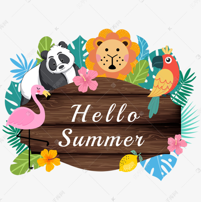 夏日动物木质横幅柠檬素材图片免费下载 高清psd 千库网 图片编号