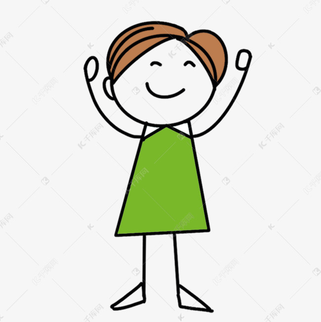 举起双手的绿色上衣男孩