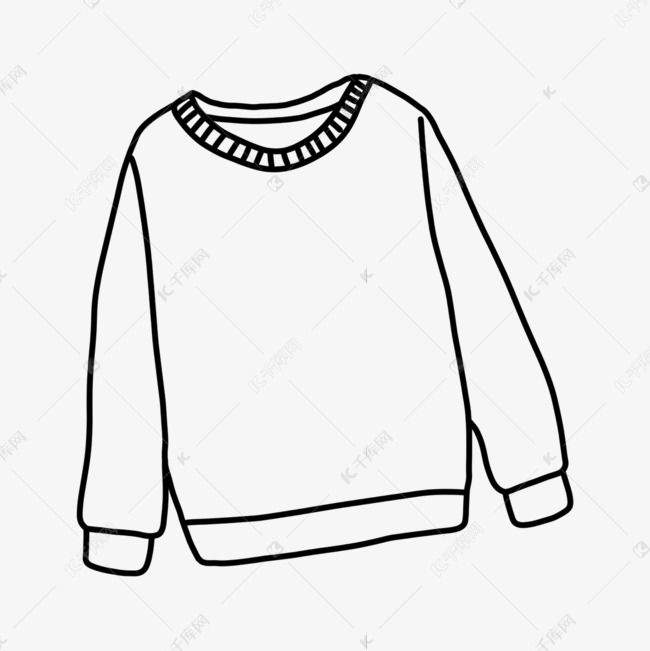 长袖卫衣圆领衬衫剪贴画黑白