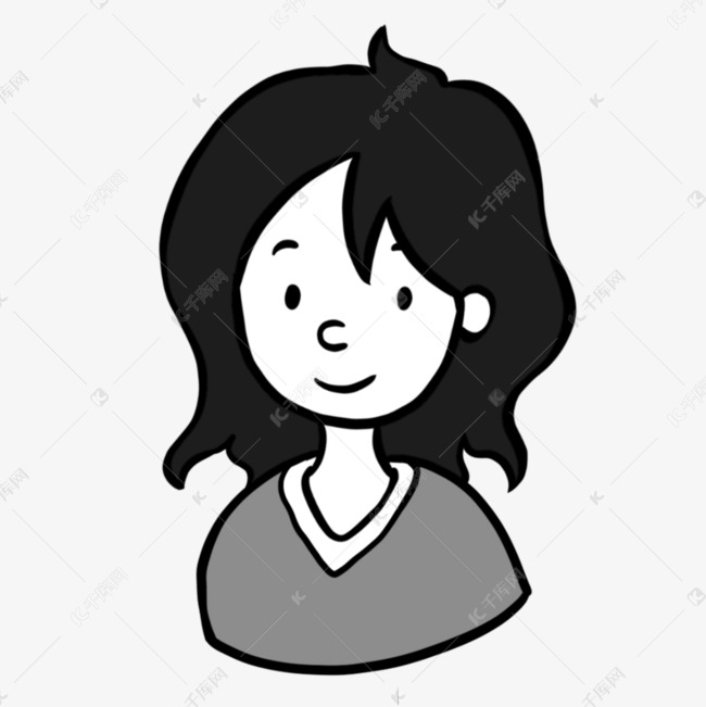 尖领毛衣女孩无色人物头像