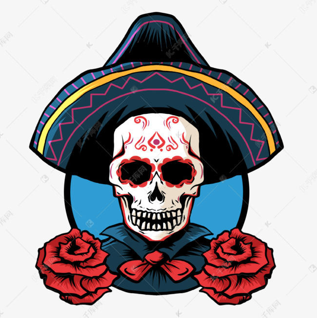 花朵帽子亡灵头骨