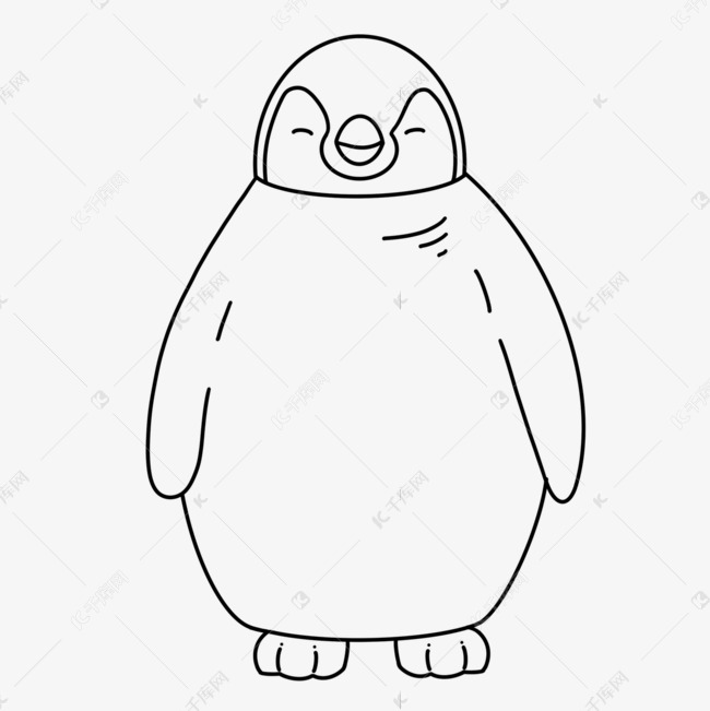 胖子企鹅剪贴画黑白